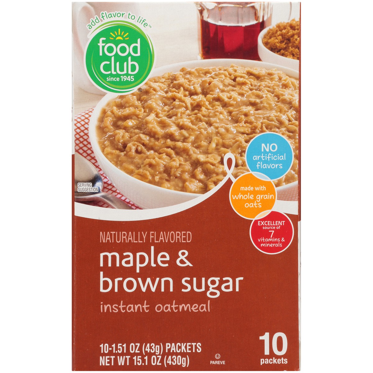 slide 4 of 9, Food Club Maple & Brown Sugar Instant Oatmeal Packet 10 ea, 10 ct