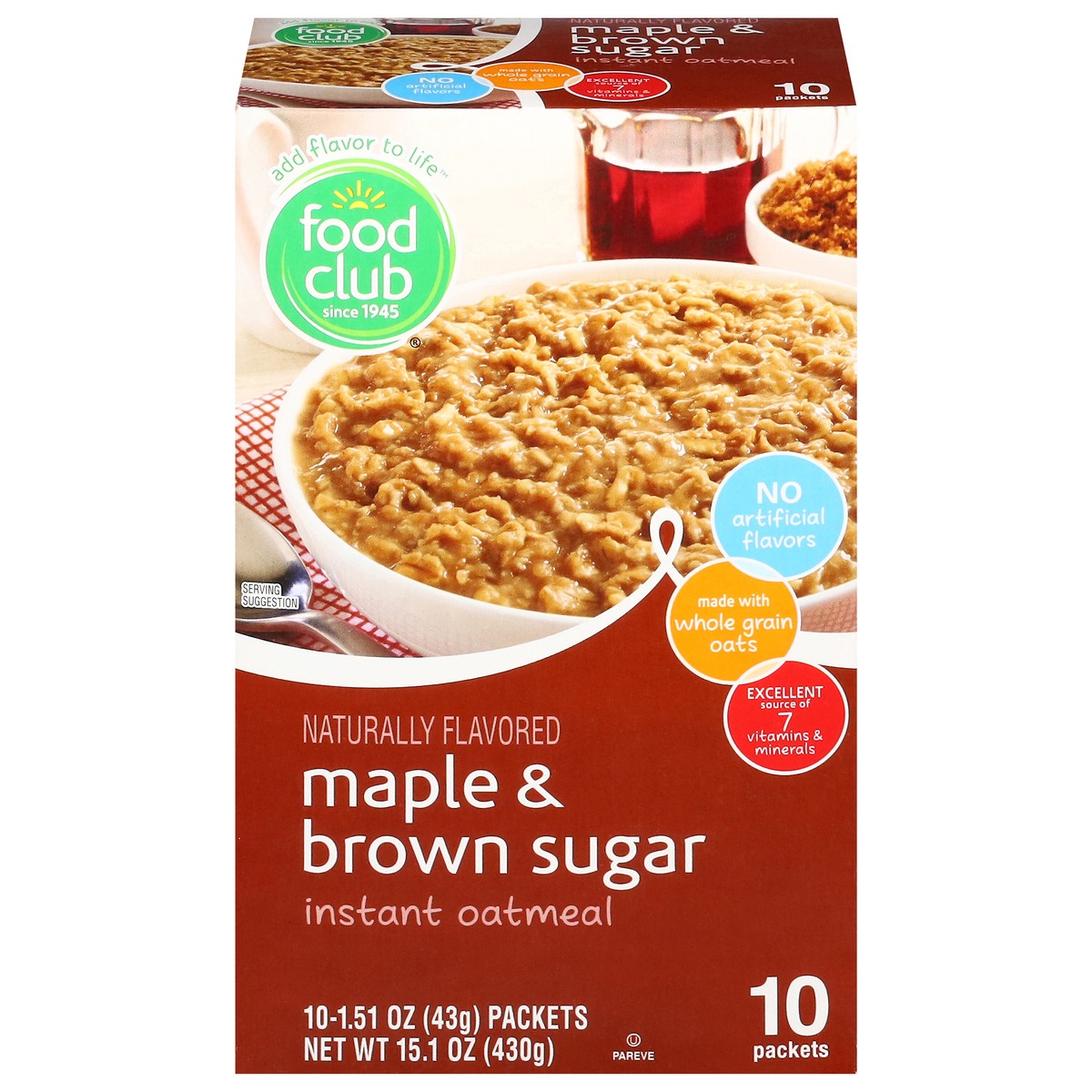 slide 1 of 9, Food Club Maple & Brown Sugar Instant Oatmeal Packet 10 ea, 10 ct