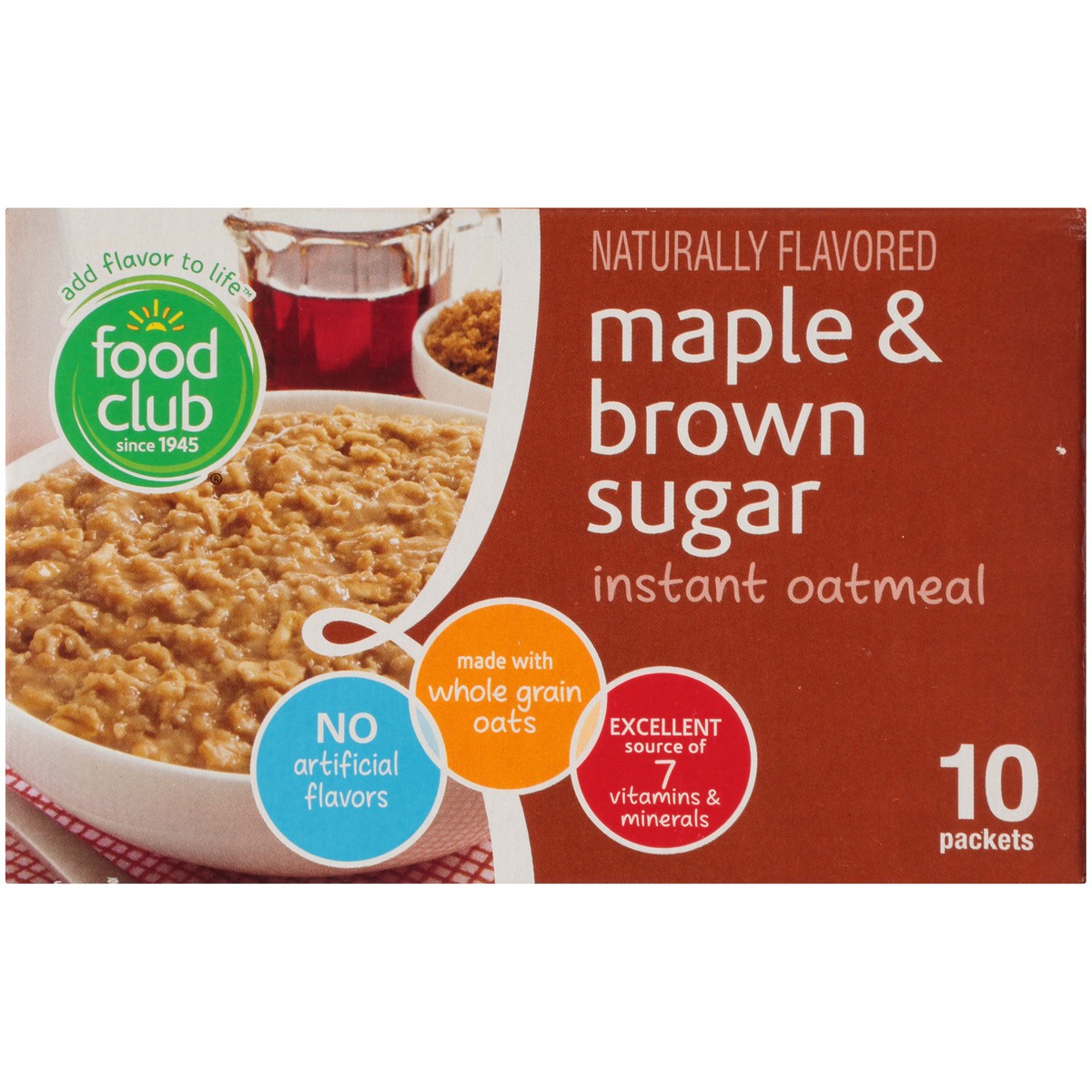 slide 8 of 9, Food Club Maple & Brown Sugar Instant Oatmeal Packet 10 ea, 10 ct