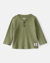 Oshkosh Baby Boy Long-Sleeve Henley T-Shirt - Green Green 18M