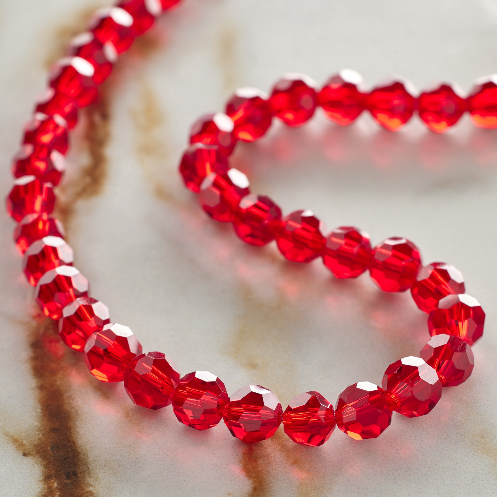 slide 2 of 3, Ruby Faceted Glass Round Beads, 6mm By Bead Landing, 6 mm