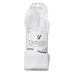 Wellness by Harmony & Sole Everyday Diabetic Crew Socks - White - 2 Pairs