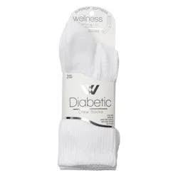 Wellness by Harmony & Sole Everyday Diabetic Crew Socks - White - 2 Pairs