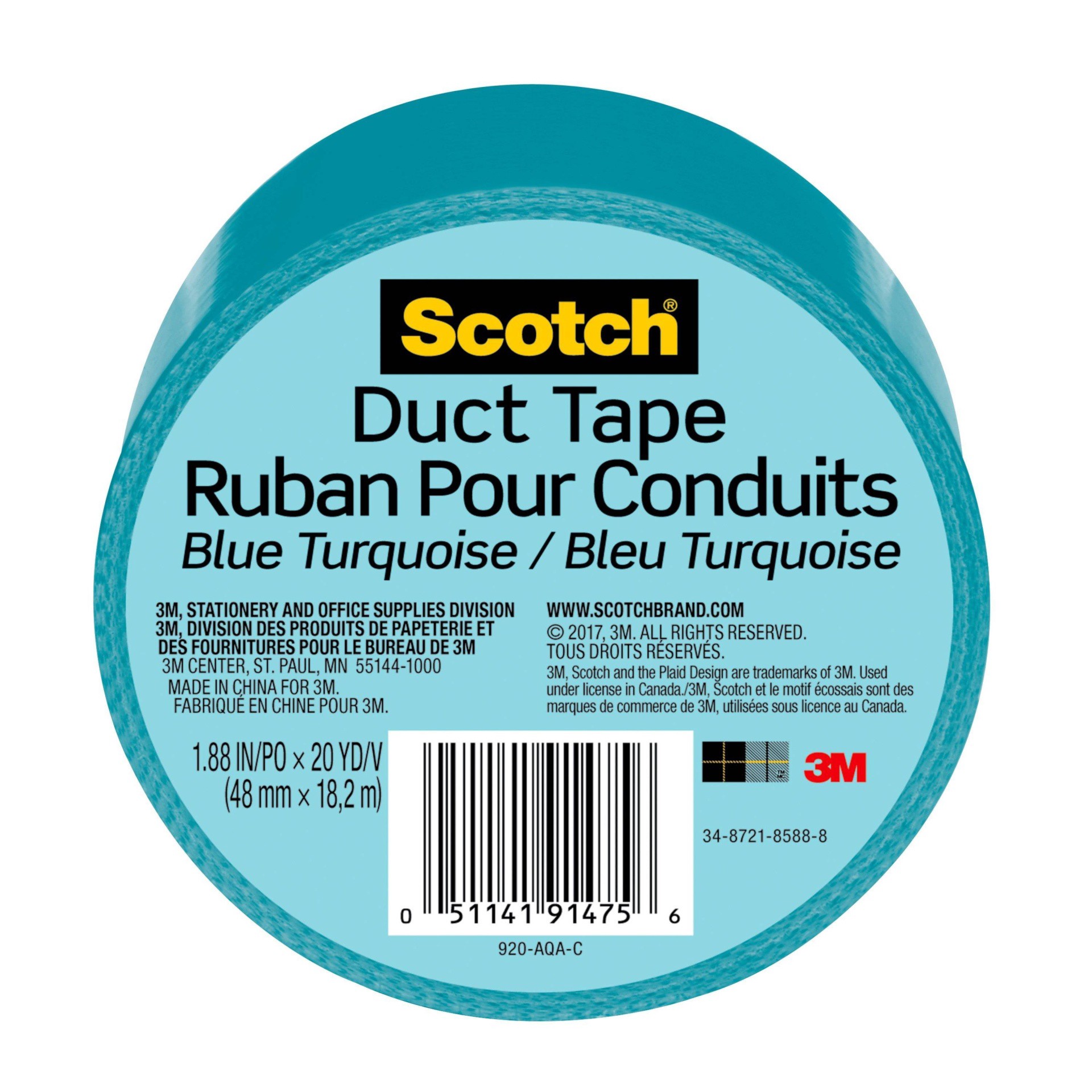 slide 1 of 2, Scotch 1.88"; x 20yd Duct Tape - Blue Turquoise, 20 yd