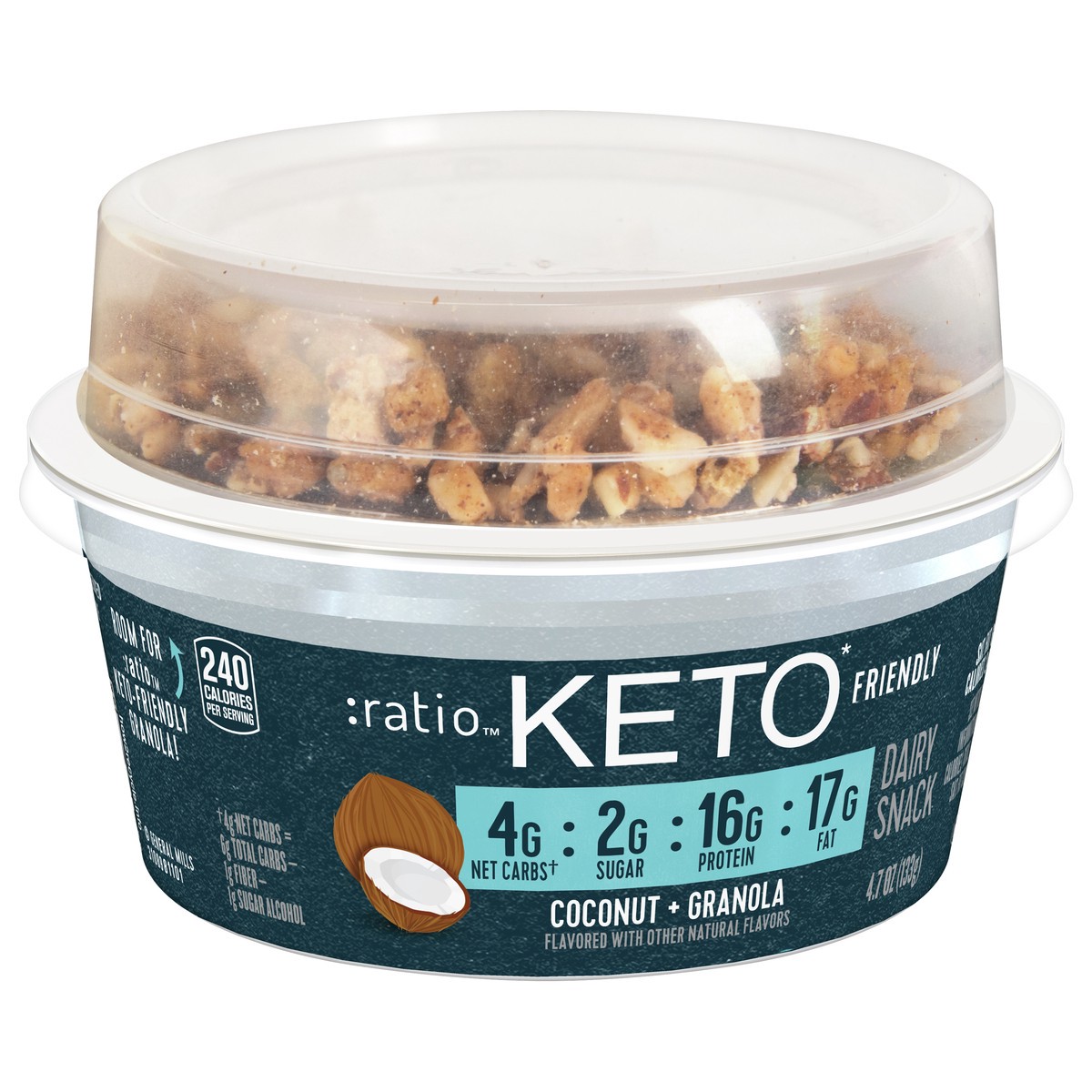 slide 4 of 13, :ratio Keto Friendly Coconut Yogurt Cultured Dairy Snack With Granola, 4.7 oz