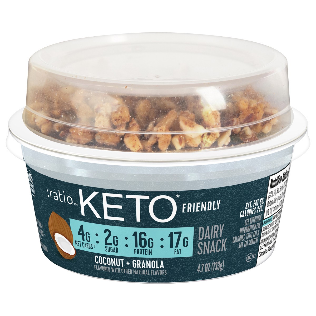 slide 5 of 13, :ratio Keto Friendly Coconut Yogurt Cultured Dairy Snack With Granola, 4.7 oz