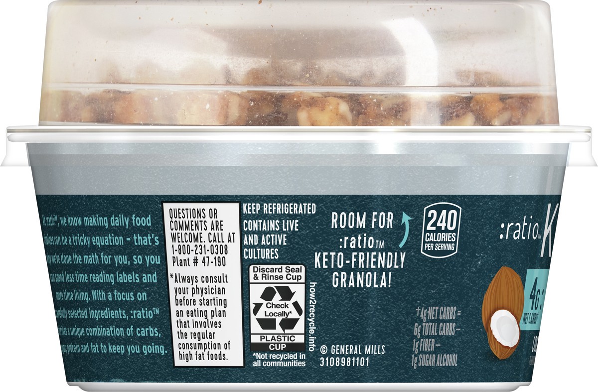 slide 6 of 13, :ratio Keto Friendly Coconut Yogurt Cultured Dairy Snack With Granola, 4.7 oz