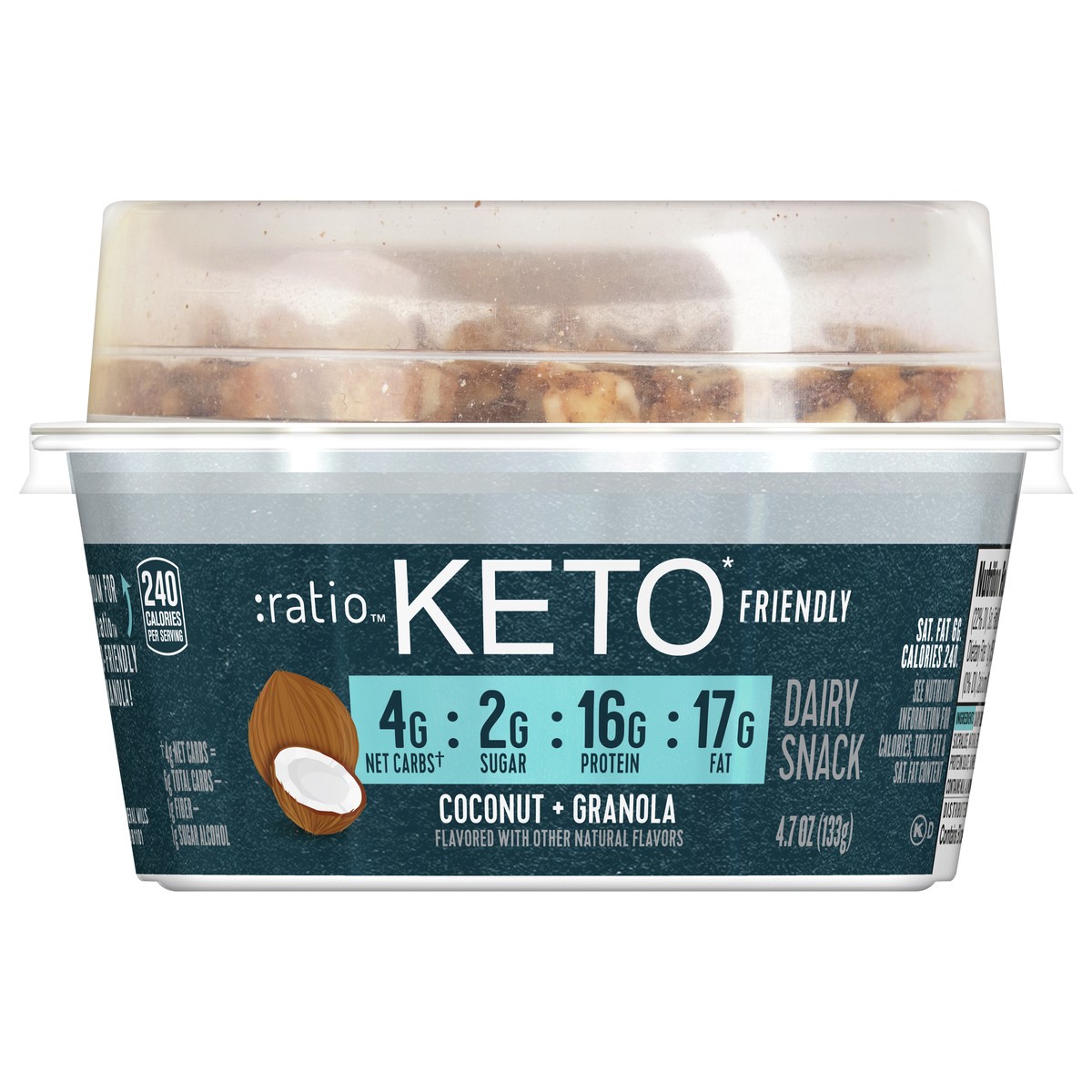 slide 10 of 13, :ratio Keto Friendly Coconut Yogurt Cultured Dairy Snack With Granola, 4.7 oz