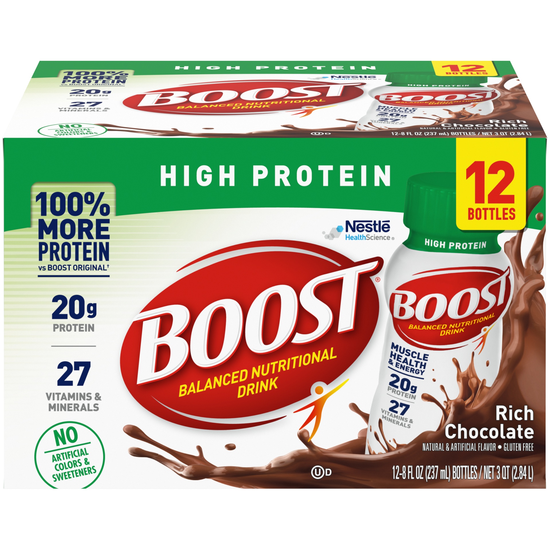 slide 1 of 3, Boost High Protein Ready To Drink Nutritional Drink, Rich Chocolate, 12 ct; 8 oz
