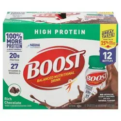 Boost High Protein Nutritional Drink, Rich Chocolate, 20g Protein, 12 - 8 fl oz Bottles