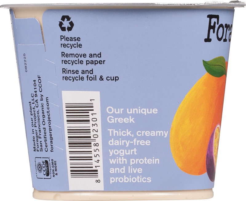 slide 3 of 5, Forager Project Greek Style Mango Passion Fruit Coconut & Cashew Yogurt, 5 oz