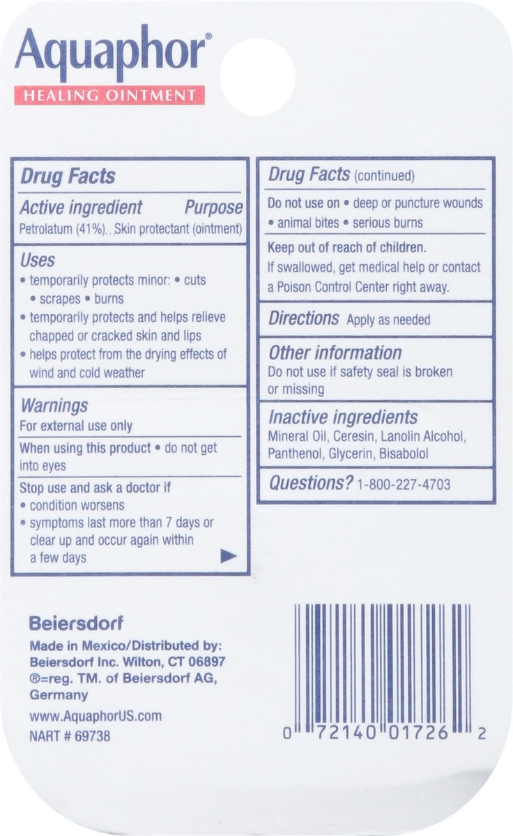 slide 3 of 9, Aquaphor Advanced Therapy Healing Ointment Skin Protectant 0.25 oz. Carded Pack, 0.25 oz