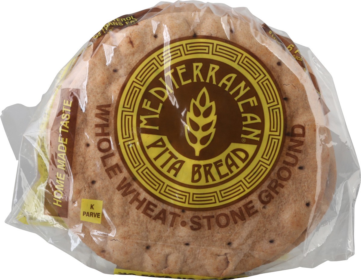 slide 3 of 12, Mediterranean Stone Ground Whole Wheat Pita Bread 6 - 3 oz Pitas, 6 ct