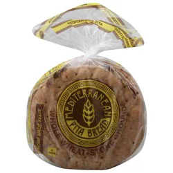 Mediterranean Stone Ground Whole Wheat Pita Bread 6 - 3 oz Pitas