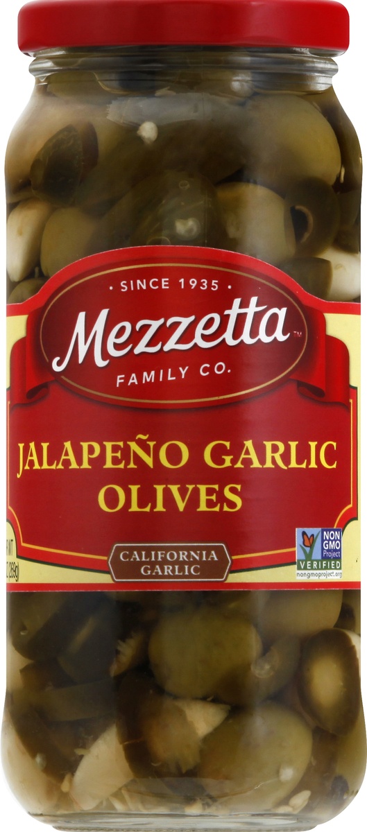 slide 9 of 11, Mezzetta Jalapeno Garlic Olives, 9.5 oz