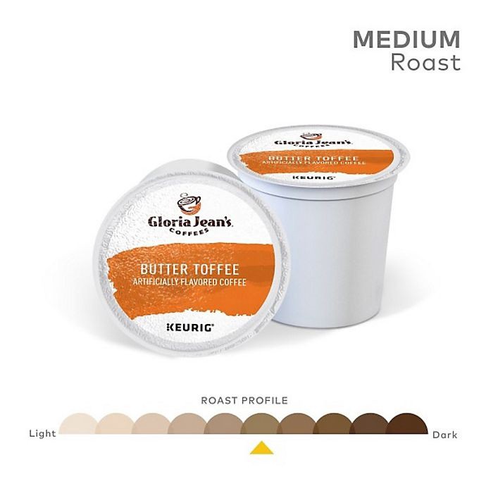 slide 3 of 7, Gloria Jean's Butter Toffee Flavored Coffee Keurig K-Cup Pods, 48 ct