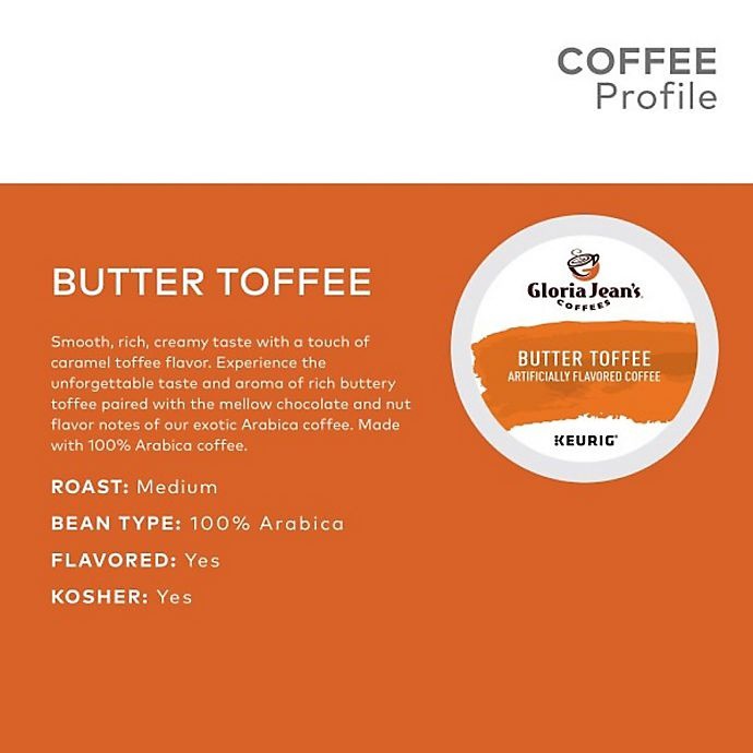 slide 4 of 7, Gloria Jean's Butter Toffee Flavored Coffee Keurig K-Cup Pods, 48 ct