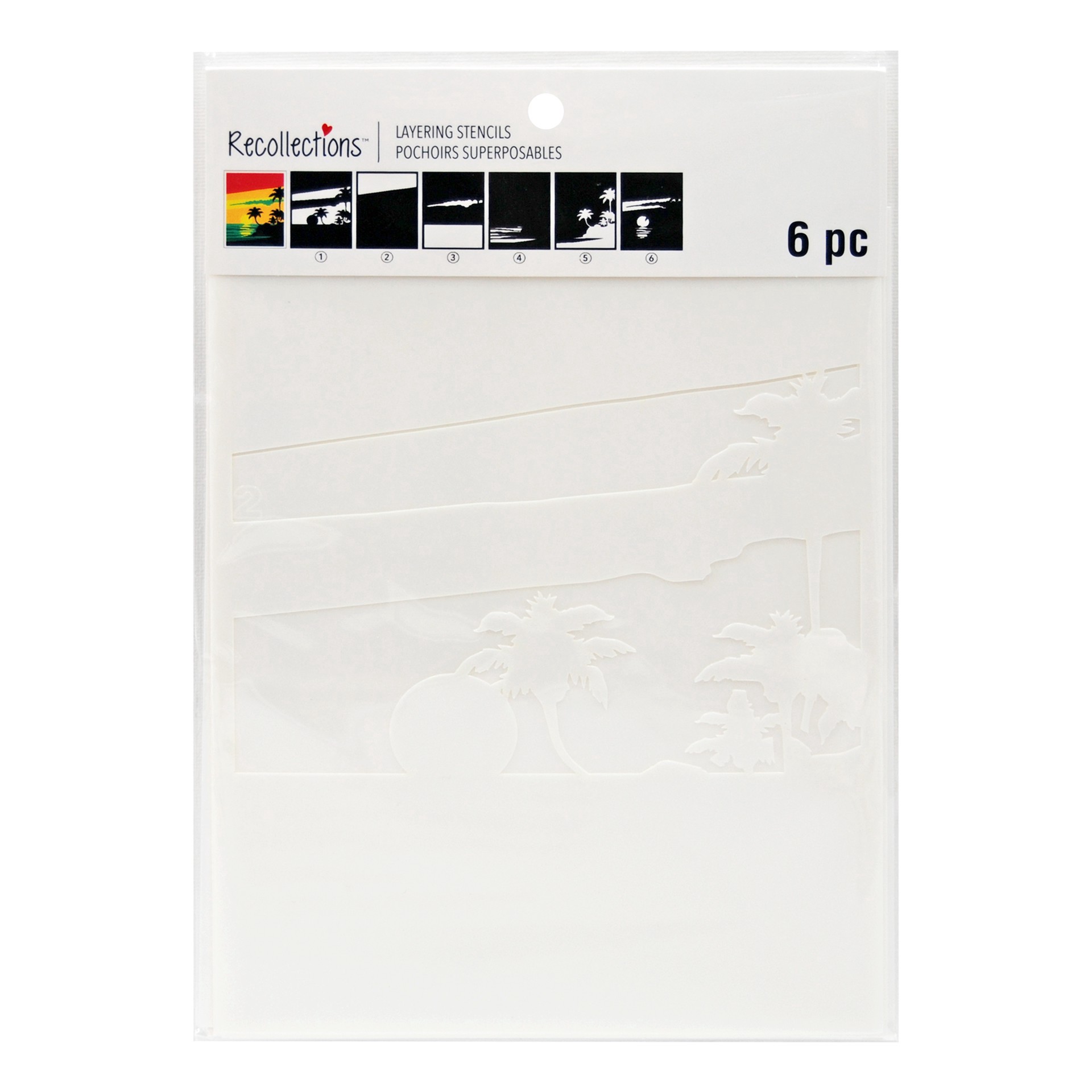 slide 3 of 3, Beach Sunset Layering Stencils By Recollections, 6 in x 8 in