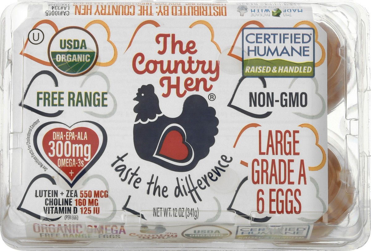 slide 7 of 12, The Country Hen Large Organic Omega Free Range Eggs 6 ea, 6 ct