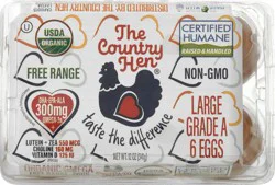 The Country Hen Large Organic Omega Free Range Eggs 6 ea