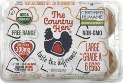 The Country Hen Large Organic Omega Free Range Eggs 6 ea