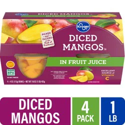 Kroger 100% Juice Diced Mangos Cups 4 Count