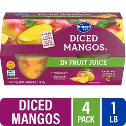 Kroger 100% Juice Diced Mangos Cups 4 Count