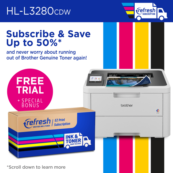 slide 4 of 8, Brother Hl-L3280Cdw Wireless Compact Digital Laser Color Printer With Refresh Ez Print Eligibility, 1 ct