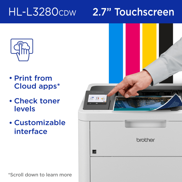 slide 3 of 8, Brother Hl-L3280Cdw Wireless Compact Digital Laser Color Printer With Refresh Ez Print Eligibility, 1 ct