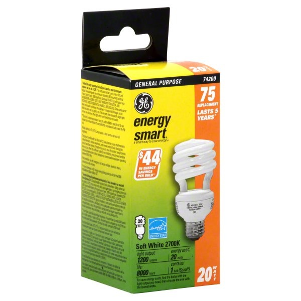 slide 1 of 1, GE Energy Smart Soft White General Purpose 20 Watt Light Bulb, 1 ct