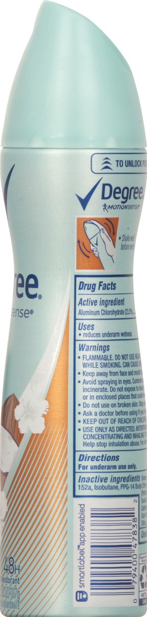 slide 8 of 9, Degree Coconut & Hibiscus Antiperspirant Deodorant Dry Spray, 3.8 oz