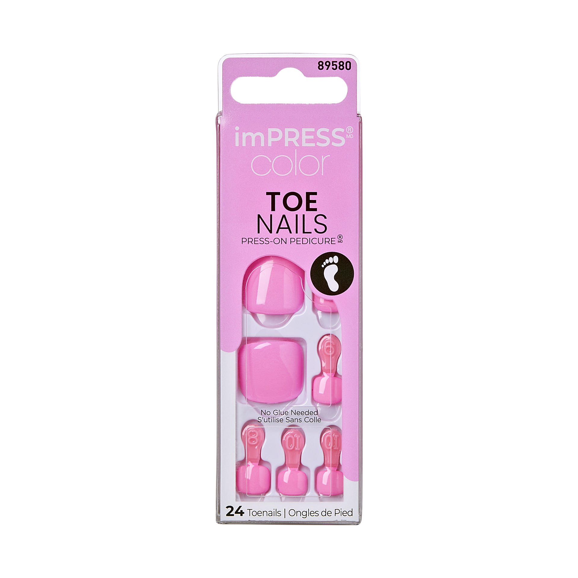 slide 1 of 5, imPRESS Color Press-On Toenails, No Glue Needed, Neon Orange, Square, 27 Ct., 28 pc
