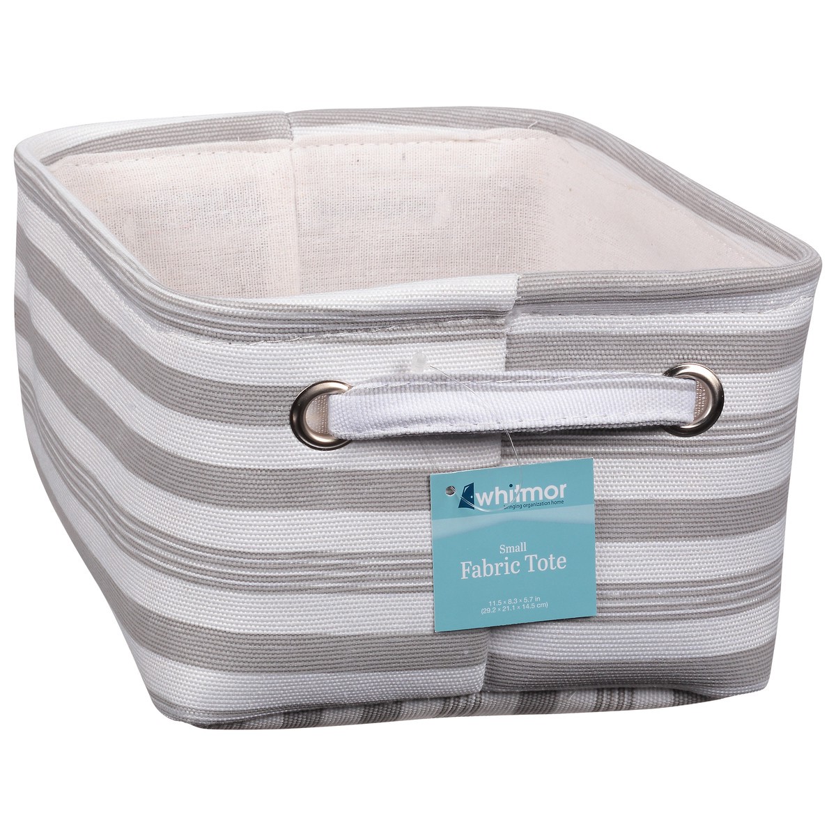 slide 2 of 9, Whitmor Small Fabric Tote with Liner, Grey Stripe, 1 ct