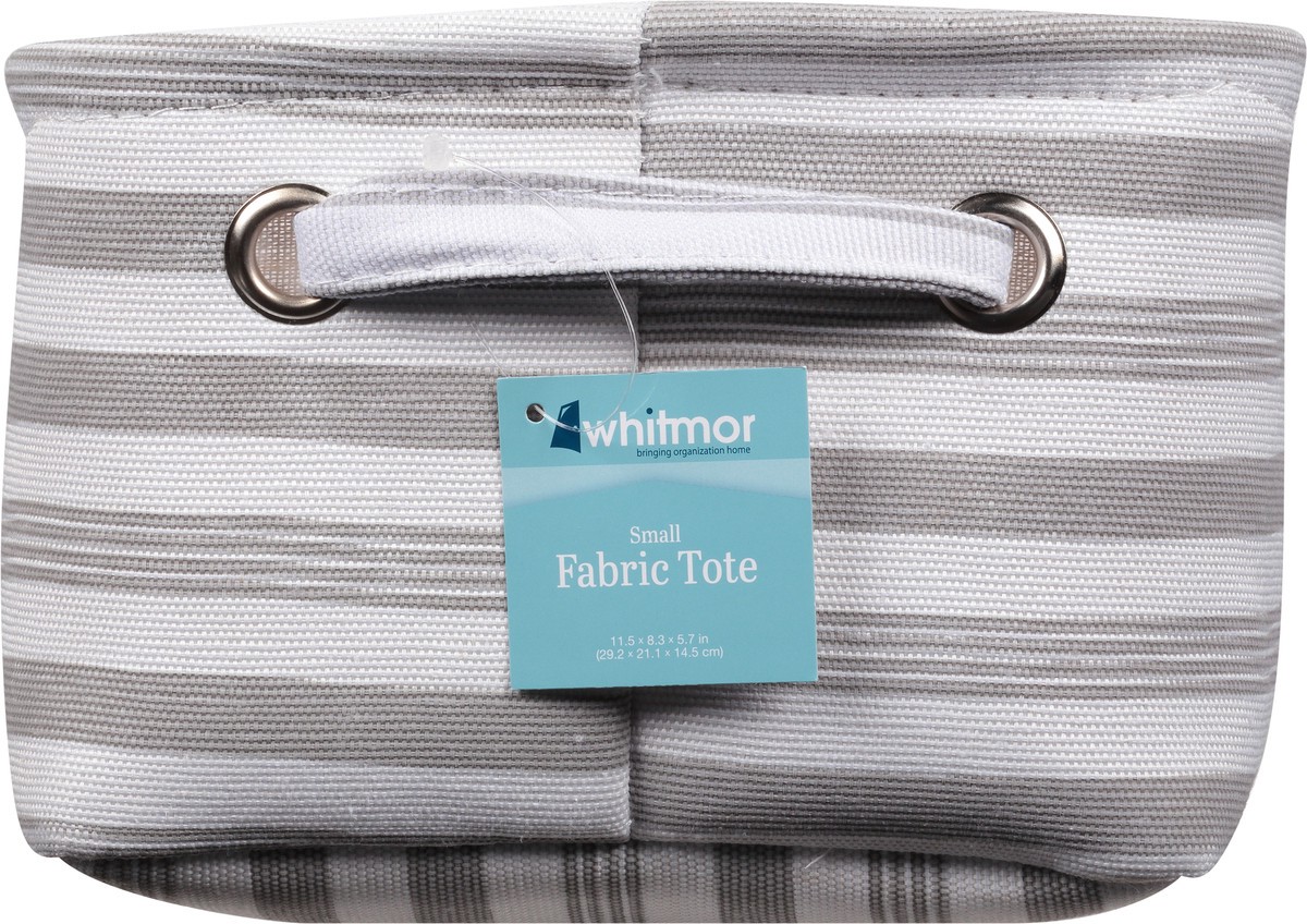 slide 6 of 9, Whitmor Small Fabric Tote with Liner, Grey Stripe, 1 ct