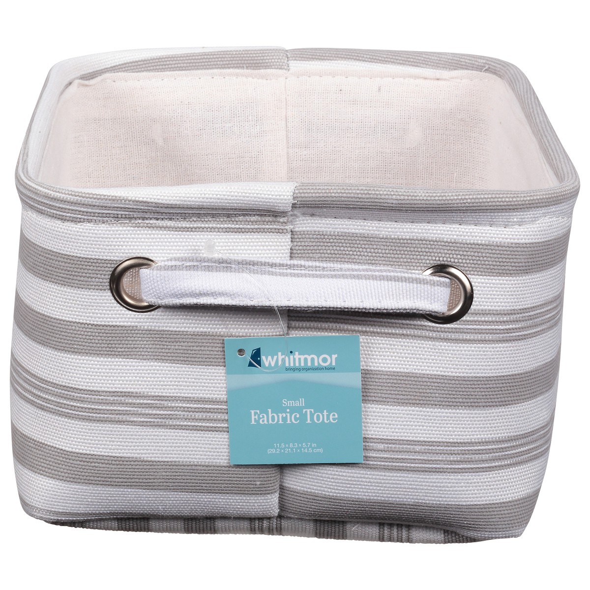 slide 1 of 9, Whitmor Small Fabric Tote with Liner, Grey Stripe, 1 ct