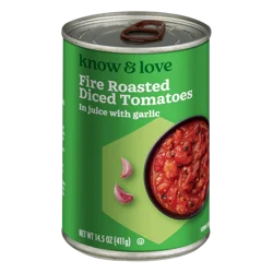 Know & Love Fire Roasted Garlic Diced Tomatoes 14.5 Ounces