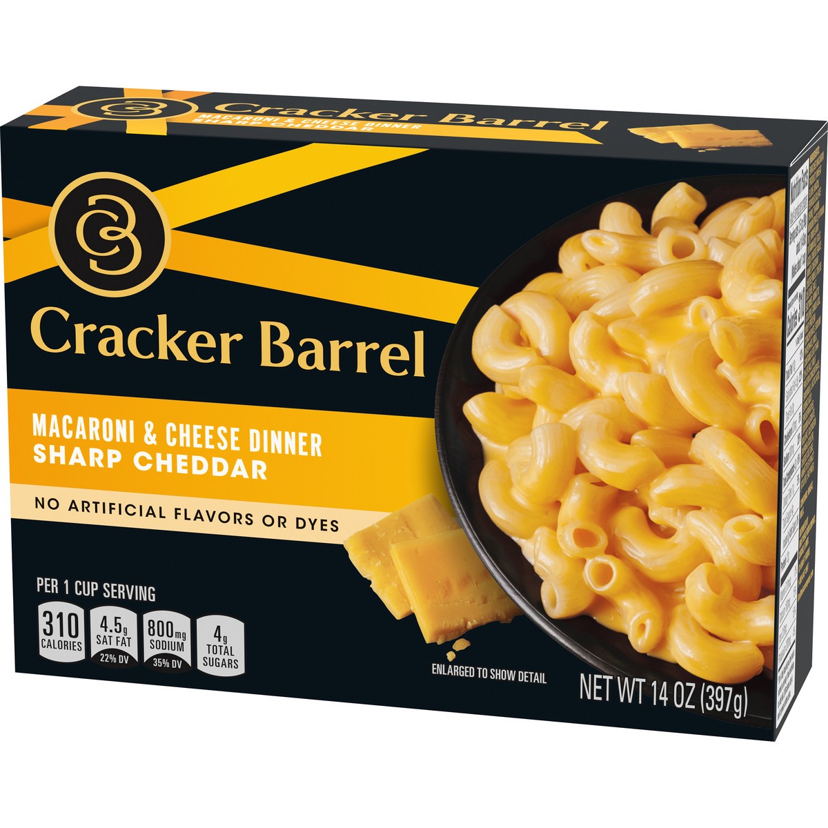 slide 8 of 9, Cracker Barrel Sharp Cheddar Macaroni & Cheese Dinner, 14 oz Box, 14 oz