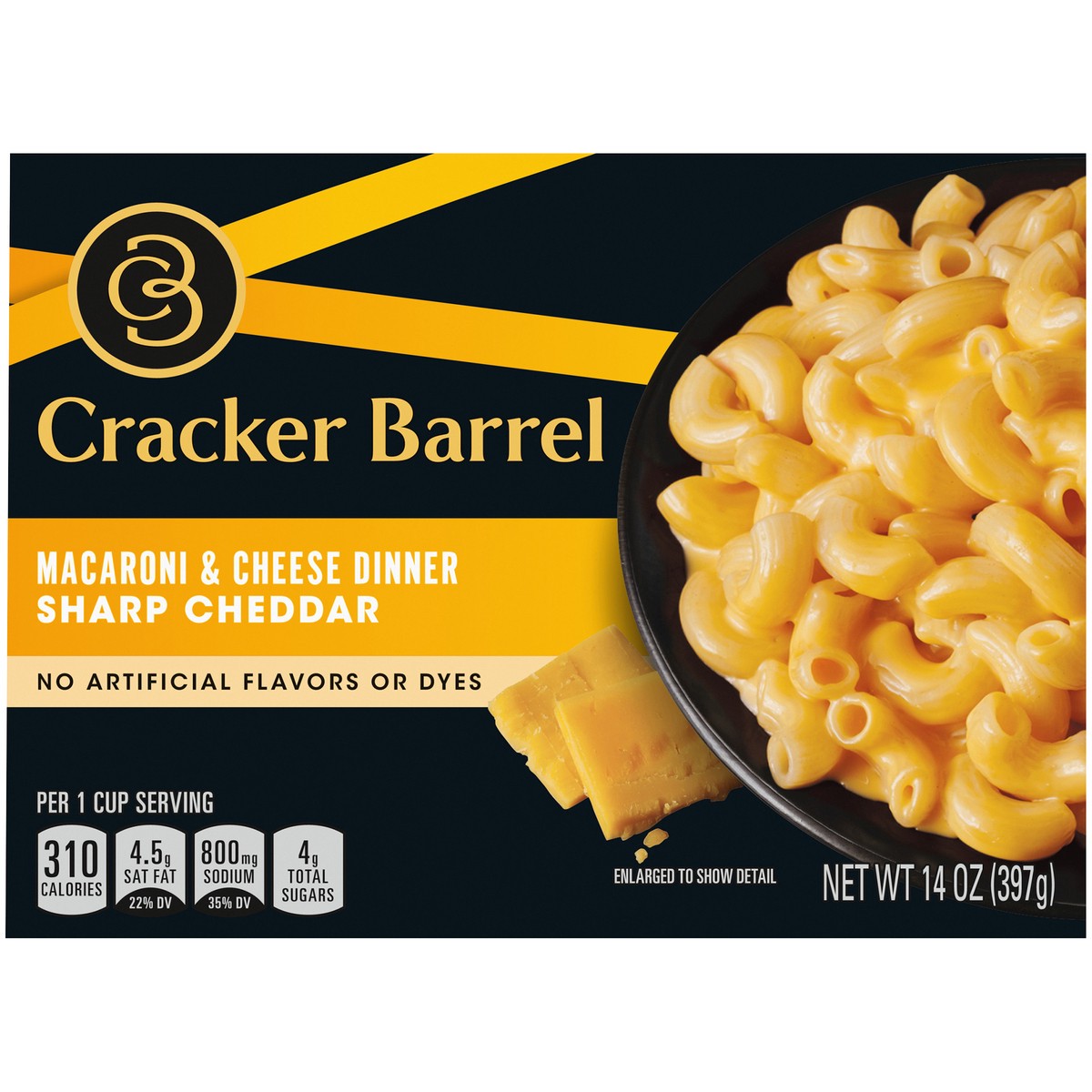 slide 6 of 9, Cracker Barrel Sharp Cheddar Macaroni & Cheese Dinner, 14 oz Box, 14 oz