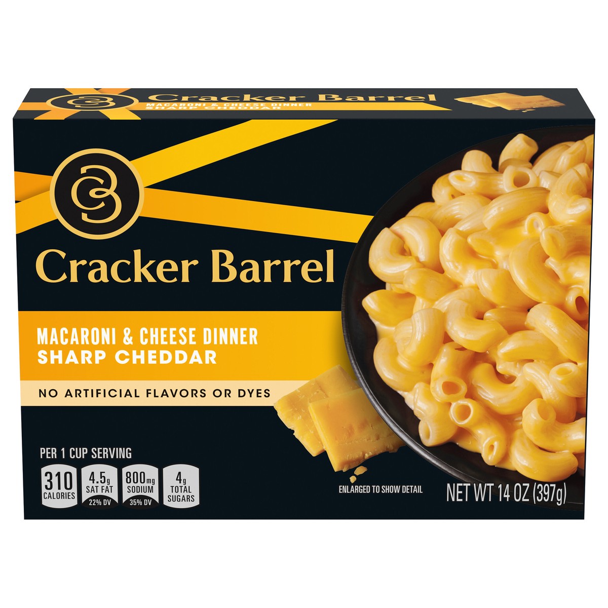 slide 1 of 9, Cracker Barrel Sharp Cheddar Macaroni & Cheese Dinner, 14 oz Box, 14 oz