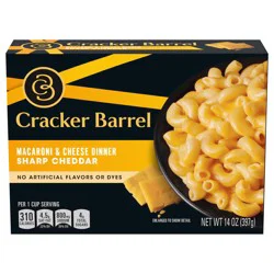 Cracker Barrel Sharp Cheddar Macaroni & Cheese Dinner, 14 oz Box