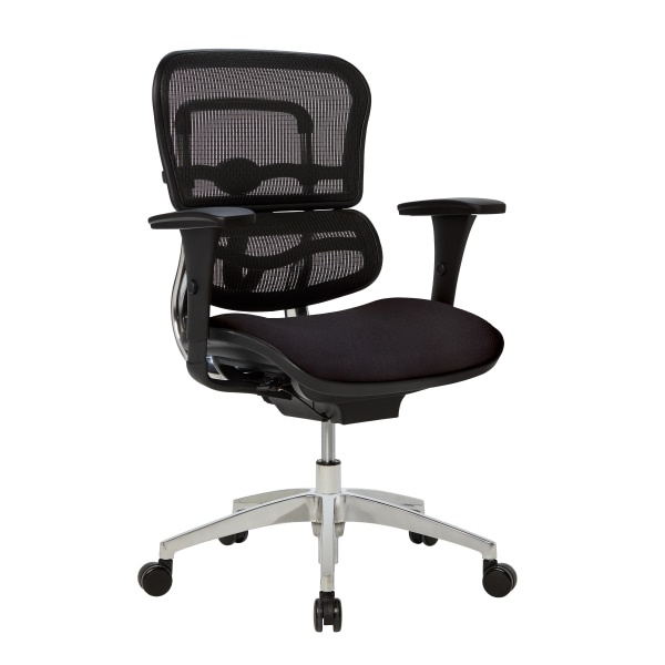 slide 1 of 9, WORKPRO 12000 Series Ergonomic Mesh/Fabric Mid-Back Chair, Black/Black, 1 ct