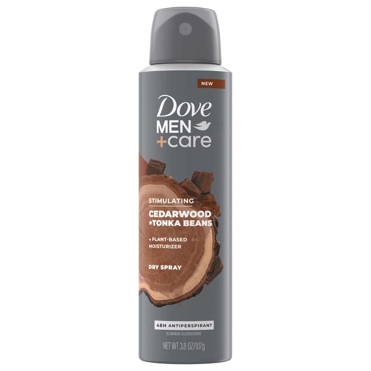slide 5 of 5, Dove Men+Care Stimulating Cedarwood & Tonka Beans Antiperspirant Dry Spray Deodorant, 3.8 oz