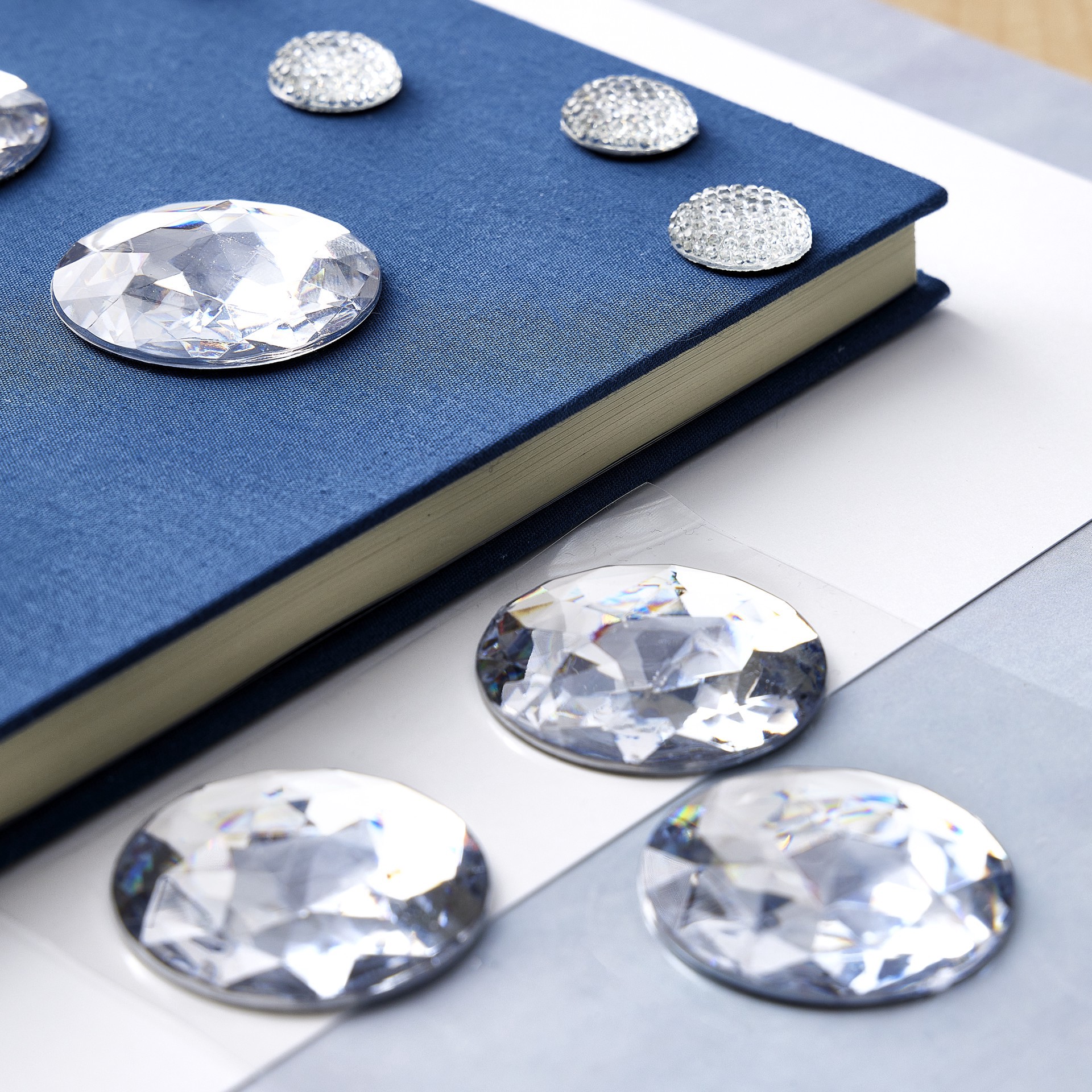 slide 2 of 3, Clear Jumbo Round Rhinestone Stickers By Recollections, 36 mm