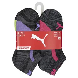 Puma Girl Low Cut P110543 6Pr Blk/Purple 9-11