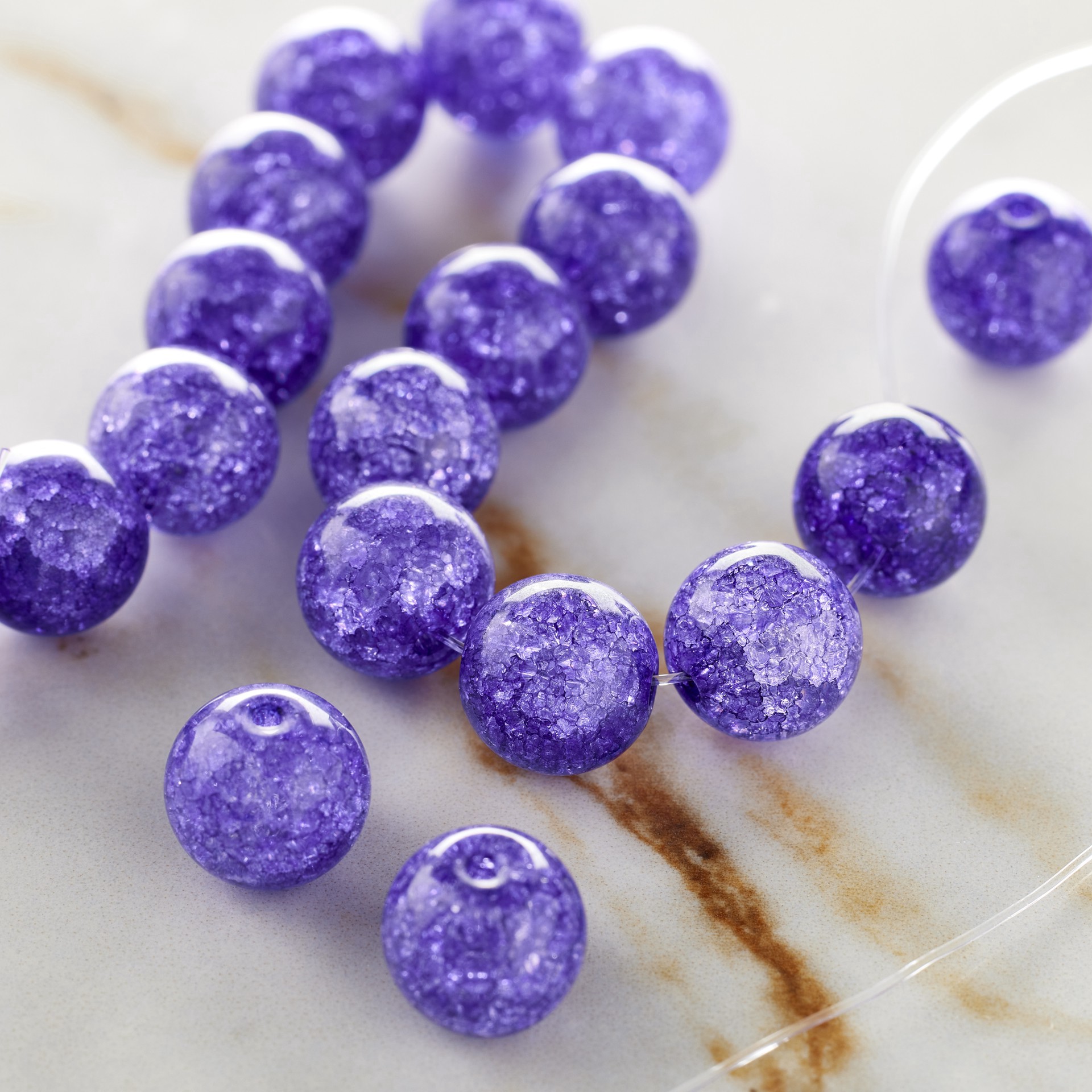 slide 2 of 3, Purple Crackled Quartz Round Beads, 10mm By Bead Landing, 10mm