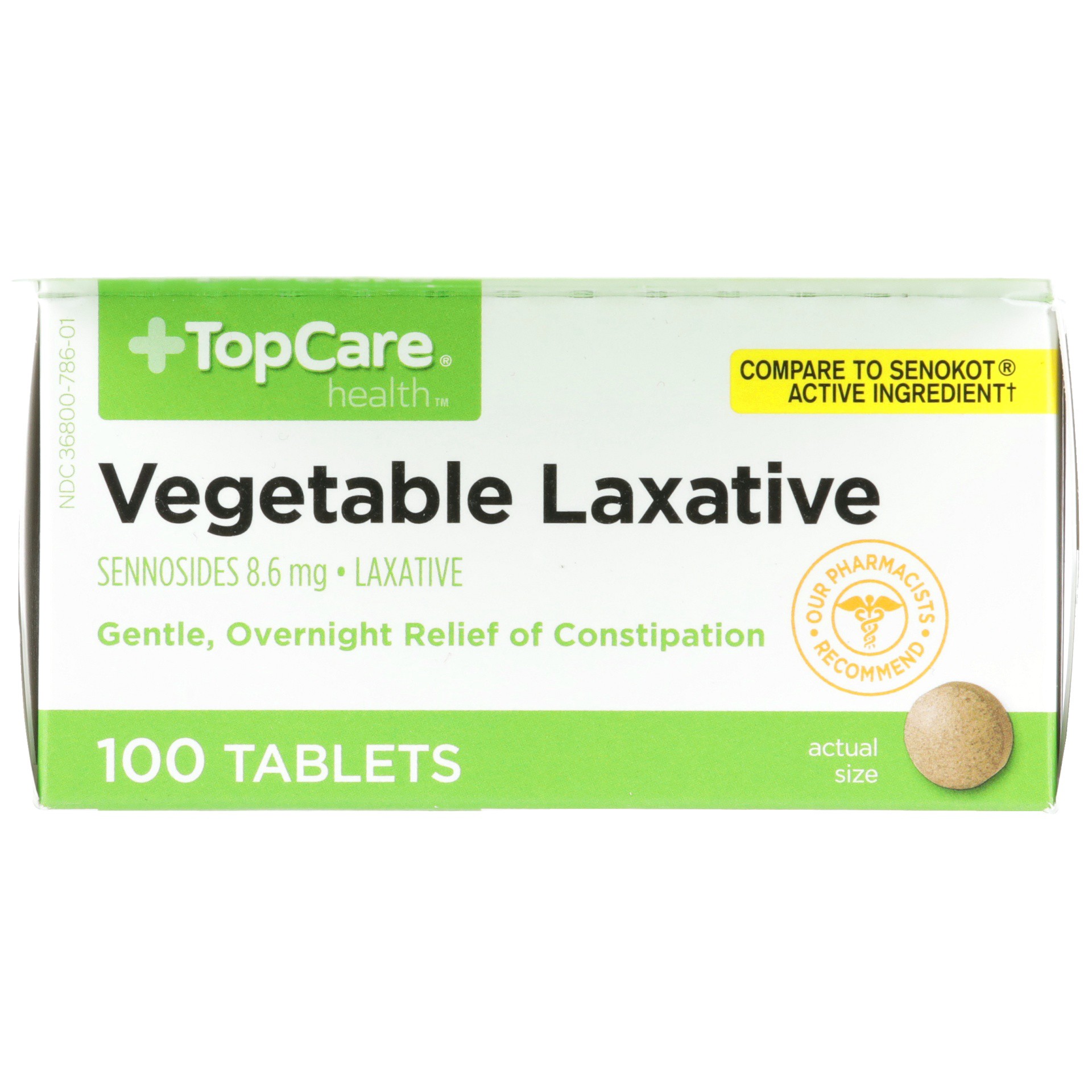 slide 2 of 6, TopCare Senna Laxative Gentle Relief, 100 ct