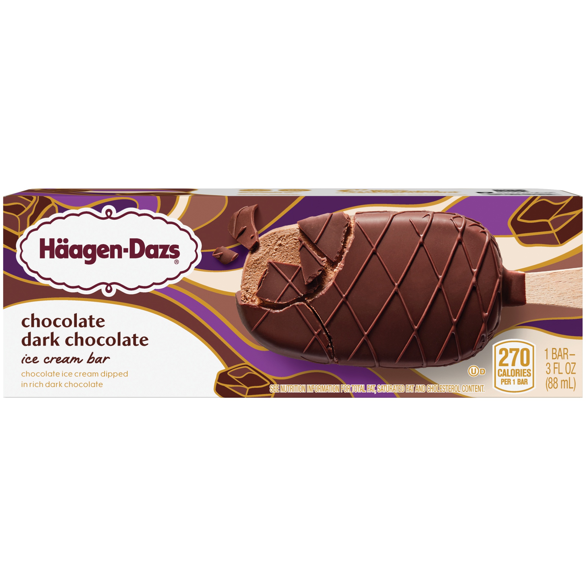 slide 1 of 7, Haagen-Dazs Chocolate Dark Chocolate Ice Cream Bar, 3 fl oz
