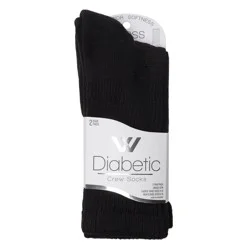 Wellness by Harmony & Sole Everyday Diabetic Crew Sock Unisex - Black - 2 Pairs