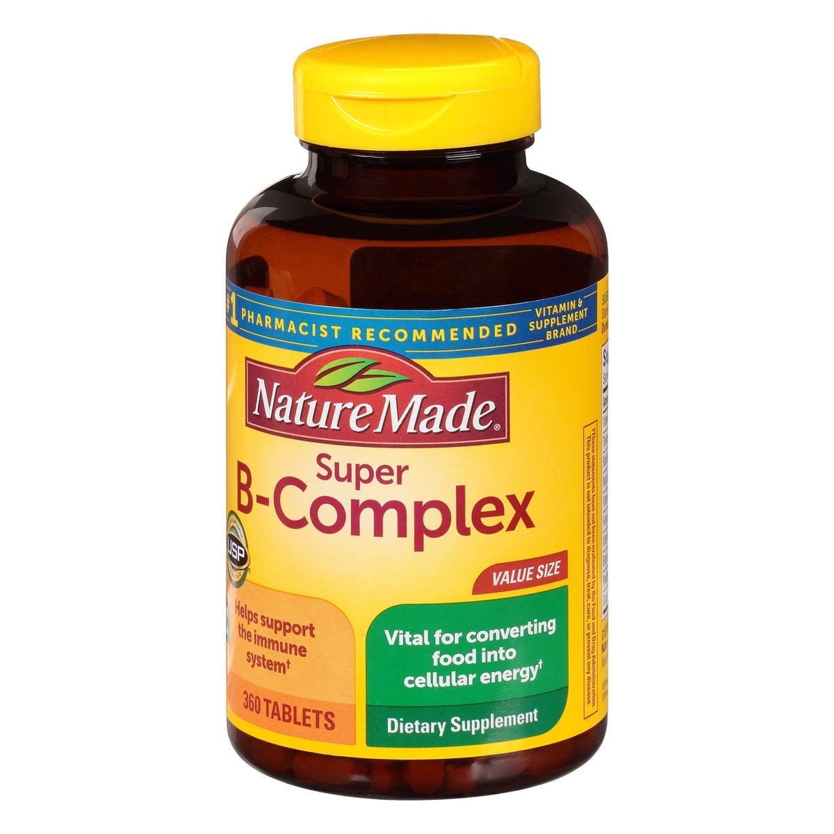 slide 7 of 9, Nature Made Super B Complex with Vitamin C and Folic Acid, Dietary Supplement for Immune Support, 360 Tablets, 360 Day Supply, 360 ct