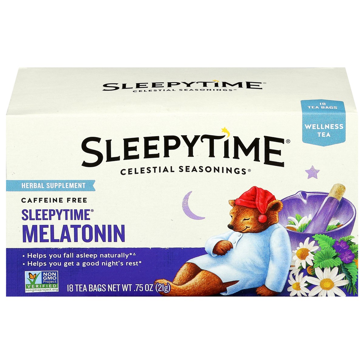 slide 1 of 9, Celestial Seasonings Sleepytime Caffeine Free Melatonin Wellness Tea 18 Tea Bags, 18 ct